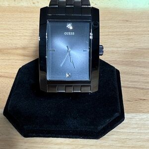 GUESS Silver and Black Men's Watch